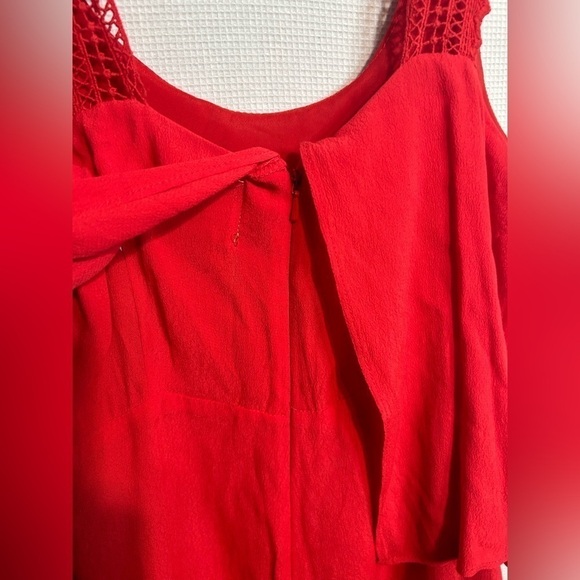 Anthropologie Maeve viscose blend cocktail casual red tiered dress - Picture 6 of 9